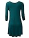 AMORE ALLFY Women's 3/4 Sleeve Round Neck Flare Hem Tunic Teal Large