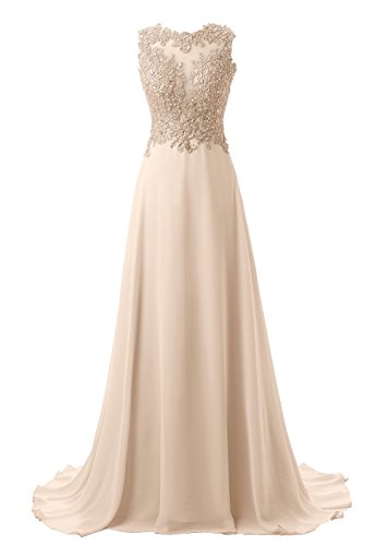 sachin and babi light blue dress A Line Backless Lace Long Champagne Prom Dress, Backless Lace Champagn –  abcprom main image 0