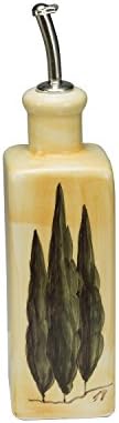 GV Decoro Ceramiche Cypress Tree Ceramic Oil Jug with Steel Measuring Cap
