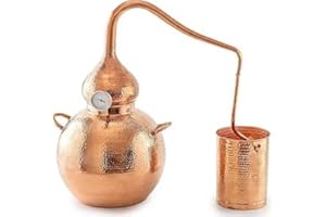 Copper Alembic Still, 5 Gallon (20L) Capacity, Hammered Design with Temperature Gauge