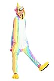 LeaveLive Adult Unicorn Onesie Kigurumi Animal Costume (L(168-177CM), Rainbow Unicorn)