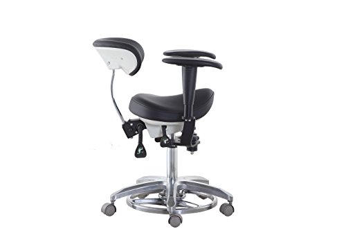 BONEW Medical Dental Chair Microscope Saddle Stool Foot Controlled/Pedal Base PU Leather SDS-FC1