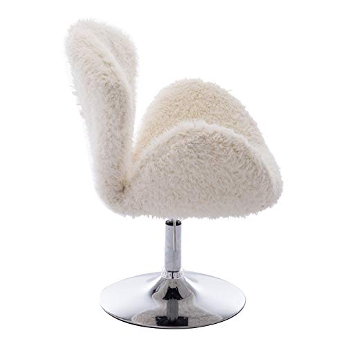 CIMOO White Makeup Vanity Chair, Cute Furry Home Office Chair with
