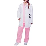 Kids White Lab Coats Suits Dress up Costumes for Scientists or Doctors (Include Coat, Top and Pants) Pink,MC
