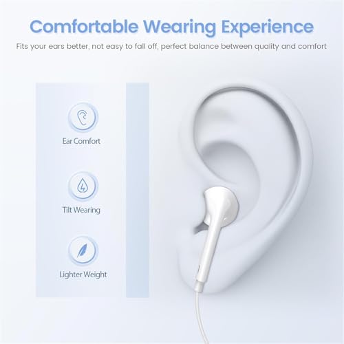 Auriculares para iPhone con Cable, [Certificados MFI] Auriculares Internos con Micrófono y Control de Volumen,In Ear Earpods Light-ning Compatibles con iPhone 14/14 Pro Max/13/12/11/XR/XS/X/8/7/SE
