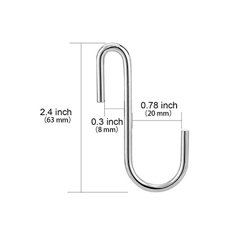 HiGift 30 Pack Stainless Steel S Hooks Pot Rack Hooks for Wire Shelving Unit Metal Shelves Hooks Accessories Hanging Pots Pans Spoons