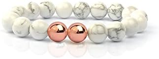 Shinus Howlite Semi-Precious Handmade Beads Fashion Stretch Chakara Bracelet for Women Men,19cm