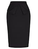 Women's High Waist Stretch Bodycon Pencil Skirt Solid Black (S) KL-1 CL454