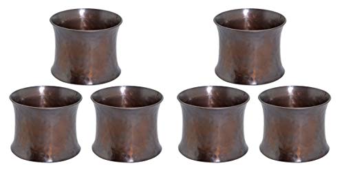 Light & Pro Handcrafted Metal Napkin Ring Elegant Drum Shaped, Christmas Napkin Ring, Thanksgiving Napkin Ring, Dinner Parties - A Beautiful complement to Your Dinner Table décor - Set of 6 - Copper