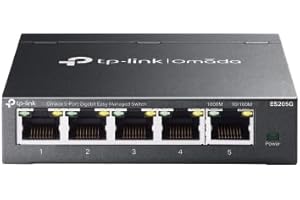 TP-Link Omada 5-Port Gigabit Easy Managed Switch (ES205G), 10Gbps Switching Capacity, Free Cloud SDN Managed, Durable Metal, 