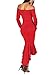 Happy Sailed Women Off Shoulder High Low Bodycon Cocktail Party Knee Lengh Dresses, Large Red