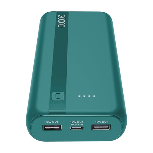 Power Bank 20000 mAh con USB-C In/Out + 2 Porte USB-A - Ricarica Multipla e LED Indicatore - Verde