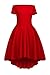 Sidefeel Women Off Shoulder Short Sleeve High Low Skater Dress Large Bright Red