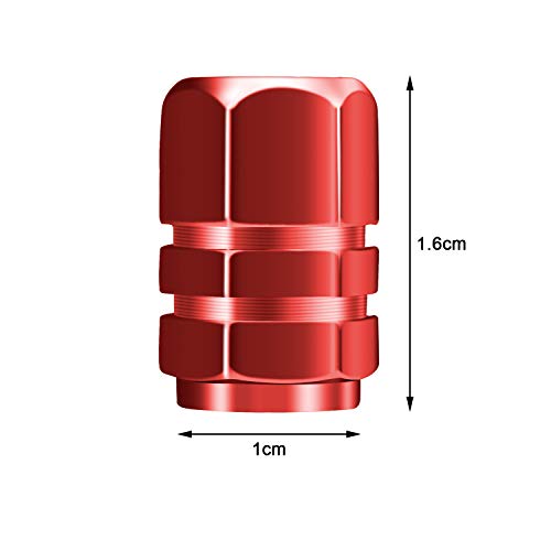 MENOLY Tire Valve Caps (20 Pack) Heavy-Duty Stem Covers (Dustproof, O Rubber Seal, Aluminum Alloy, Hexagon Design) - Red - Thumbnail 2