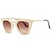 AEVOGUE Womens Sunglasses Double Bridge Cat Eye Gradient Brown Lens Beige Frame UV400