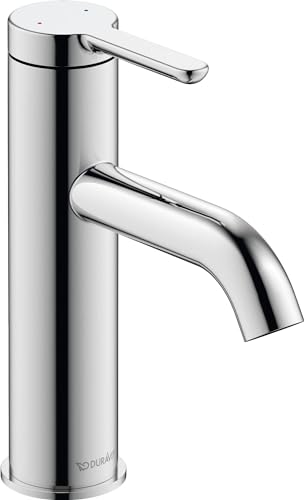 Duravit C.1 Washbasin Tap, Size M (Spout Height 86 mm), Bathroom Tap with Ceramic Cartridge, Chrome