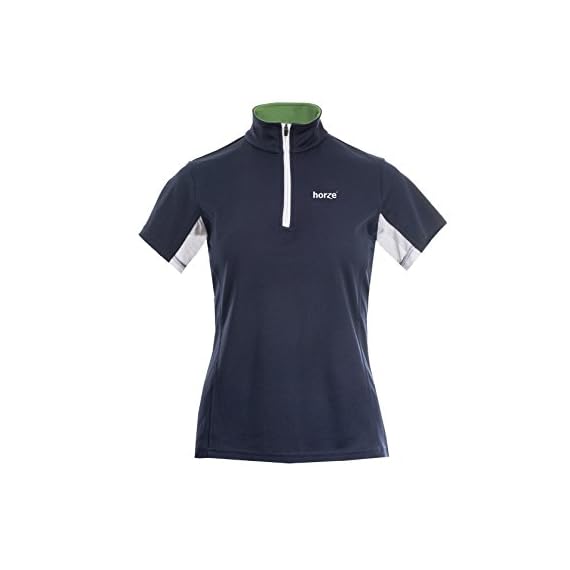 Horze-Trista-Womens-Short-Sleeved-Functional-Shirt-Peacoat-Dark-BlueFrangipani-Green-14