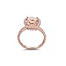 Sterling Silver Halo Solitaire Ring Rose Tone Rhodium PL Cushion Cut Simulated Morganite Clear CZ Accent, Size-7