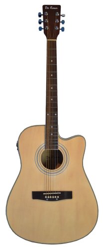 Full Size NATURAL Cutaway 4 EQ Acoustic Electric Guitar, BLOND, & DirectlyCheap(TM) Translucent Blue Medium Guitar Pick