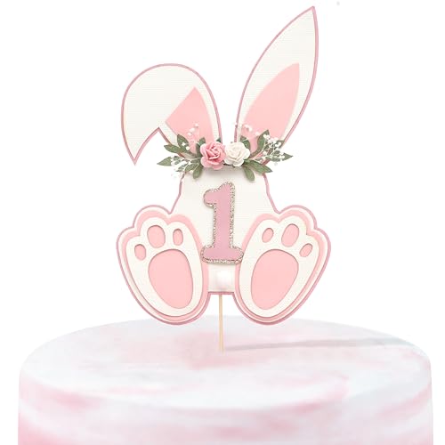 Bunny Ears First Cake Topper- Bunny 1st Birthday Party Decorations, Bunny Ears Paws Cake Decorations, Bunny Birthday Cake Topper,Easter Birthday Party Decoration Supplies at Amazon