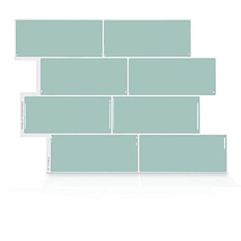 Smart Tiles Premium Authentic Peel And Stick Subway Style Backsplash Self-Adhesive Wall Tiles (4 Sheets of 11.5'' X 8.4'') For Kitchen Bathroom Laundry Room Metro Mia Light Blue