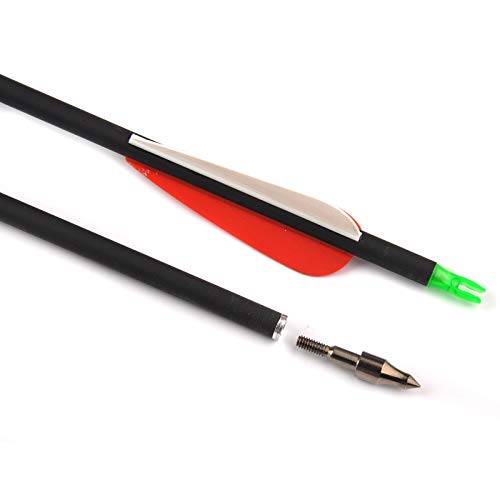 M.A.K Archery Outdoor Hunting Carbon Arrows 6PCS 30" Archery Metal tip 7.8mm Shaft Spine 550 Removable Arrows with Field Points Replaceable Tips for Recurve & Compound Bow