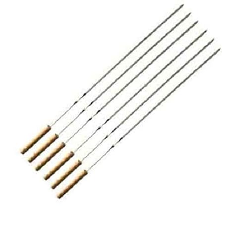 Modstyle Barbecue BBQ Grill Skewer Sticks Heavy Stainless Steel with Wooden Handle 47 cm 6 per Pack (179-7)