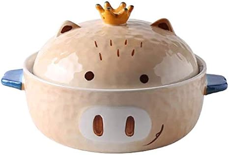 Amazon Com Ai Li Wei Zha Jian Creative Cute Cartoon Ramen Bowl With Lid Ceramic Big Soup Bowl Pink Pig Binaural Instant Noodle Bowl 8 Inches Fruit Salad Bowl Gift Color