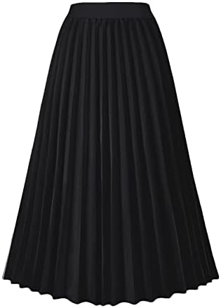 Women's High Waist Midi Skater Skirt, black, 38-40 price in UAE