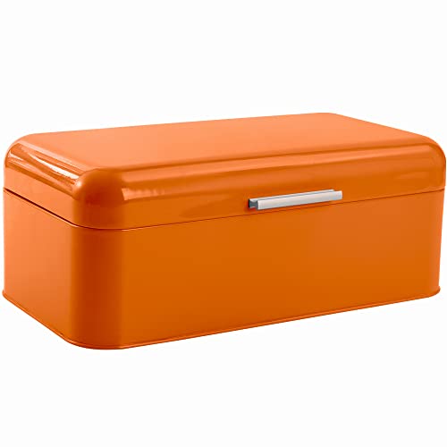Culinary Couture Large Orange Bread Box for Kitchen Countertop Bread