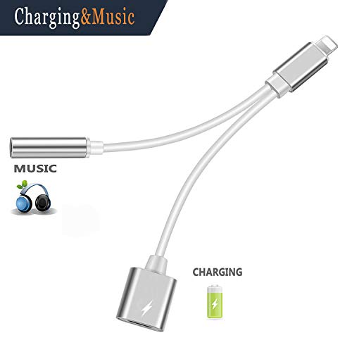 DMDFJY for iPhone Adapter Headphone Adapter 3.5mm Jack Dongle Earphone Connector Convertor 2 in 1 Accessories Cable Charge & Audio Compatible with iPhone X/XS / XS MAX/XR 8 / 8Plus 7/7 Plus – White