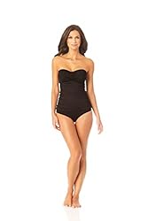 Anne Cole womens Solid Twist Front Shirred Bandeau