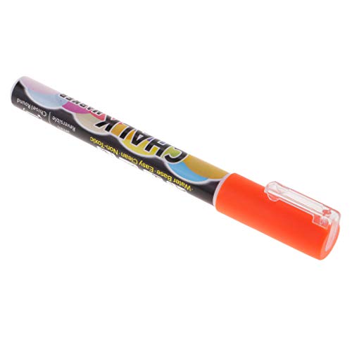 Prettyia Fluorescent Highlighter Liquid Chalk Marker Pen Erasable LED Writing Board Window Glass Pen Reversible Round and Chisel Nib Neon Color Pens - 3mm Tips - Orange