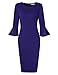GlorySunshine Women 3/4 Flare Bell Sleeves Work Bodycon Pencil Dress Vintage Cocktail Party Dresses