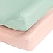 Designthology (U.S.) Changing Pad Cover Set 100% Cotton Muslin 2 Pack, Peachy Pink & Lt Green - Soft & Breathable for Boys and Girls