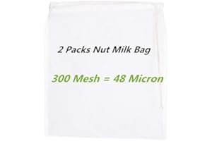 2 Pcs Premium Fine Mesh Food Grade Nut Milk Bag for Almond Milk/Soy Milk - Fine Mesh Nylon Cheesecloth & Cold Brew Coffee Fil