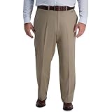Pantaloni Uomo Haggar Eleganti E Casual - Khaki, Vestibilità Classica, Vita Regolabile, Stiro Facile