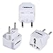 TESSAN Grounded Universal Travel Power Strip European Plug Adapter USA to The More of Europe Travel Prong Converter Adapter Plug Kit for The More of Europe(Type C)- 3 Pack(White)
