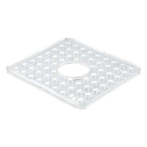 iDesign Kitchen Sink Protector Mat with Hole for Sink Strainer Clear