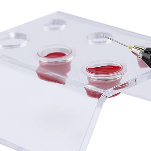 6 Holes Tattoo Ink Cup Holder, Arched Acrylic Tattoo Pigment Cup Holder Stand Permanent Makeup Tool for Permanent Makeup Microblading Tattoo Accessories