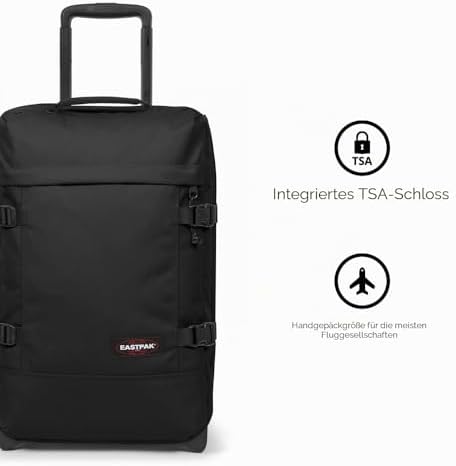 Tranverz S Kabinentrolley 42L (51 x 32,5 x 24 cm), robuster Koffer mit Rollen, leichtes Handgepäck mit 2 Fächern, Teleskopgriff & TSA-Schloss - Black