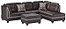 Poundex F6973 Bobkona Viola Faux Leather Left or Right Hand Chaise Sectional Set with Ottoman in Espresso | Comes in 3 packages