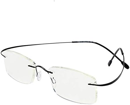 QETU Rimless Reading Glasses, Blu-Ray Fashion Pure Titanium Resin Reading Glasses, for Elder,Men,Women