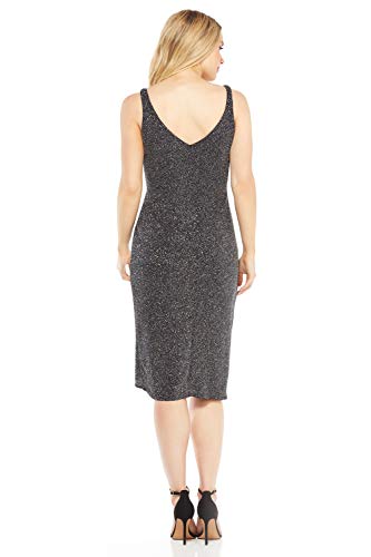 Maggy London Women's Multi Glitter Draped Front Cocktail Dress, Silver, 14