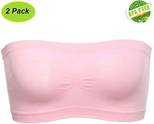 BYMYWAY Women Basic Stretch Layer Strapless Hollow Seamless Solid Cropped Tube Top Bra Bandeau Sports Bras