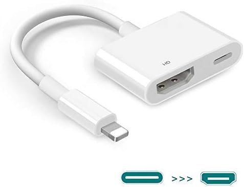(Apple MFi Certified) Lightning to HDMI Adapter Converter, 1080P Lightning Digital Audio AV Adapter with Charging Port Support iPhone XR Xs X 8 7 Plus on HDTV Monitor Projector Support iOS 11 12