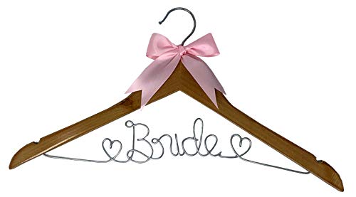 Your Dream Party Shop Bride Wedding Dress Hanger, Bridal Dress Hanger with Bride Wire for Wedding Gown in Natural Wood Color for The Bride on her Wedding or Bridal Shower! (Natural Wood)