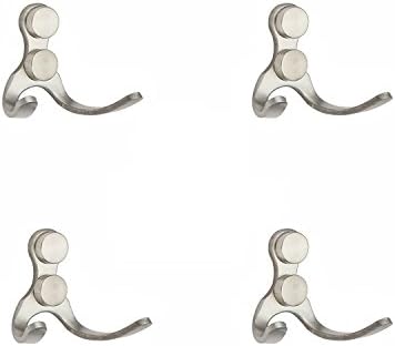 Lonker stainless Double-ended coat hook, solid hook，For Home and Hotel Bedroom,Living room, Barth room and Shower room, 4 Set Pack in.