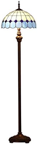 DSHBB Floor Lights, 16 inch Blue Tiffany Style Floor lamp with Stained Glass lampshade, Modern Standing Light for Living Rooms,bar,Bedrooms, E272 40W