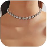 Denifery Rhinestone Choker Necklaces Sparkly Crystal Necklace Rhinestone Necklace Diamond Choker Chain Jewelry Fashion Minimalist Party Prom Accessories for Women